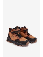 Zimní trekové boty pro děti na suchý zip zateplené camel Miravie