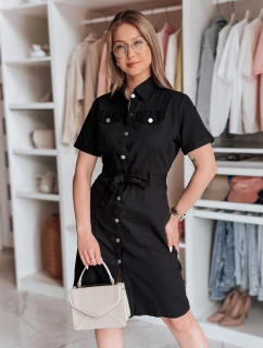LOVE ME MIDI midi košeľové šaty čierne FashionStreet EY2596