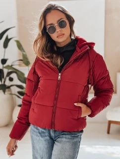 Dámska krátka zimná bunda GLAMVO s kapucňou bordová FashionStreet TY4949