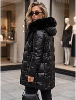 Dámska zimná prešívaná bunda s kapucňou, čierna, FashionStreet TY5755