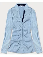 Svetlomodrá nadrobno pruhovaná dámska košeľa (SSY2026) Svetlomodrá nadrobno pruhovaná dámska košeľa (SSY2026)