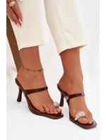 Dámské lodičky na jehle s ozdobným detailem Čokoládové Lorissa
