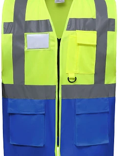 Yoko HVW 801 Hi-Vis multifunkčná vesta 79.W801 hi vis žltá/kráľovská modrá