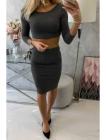 Súprava blúzky a sukne v grafitovej farbe Súprava blúzky a sukne v grafitovej farbe