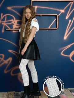 DR2224 DIEVČENSKÉ PANČUCHY S AŽUROVÝM VZOROM SEQUOIA