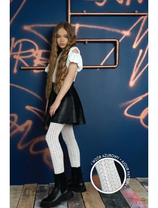 DR2224 DIEVČENSKÉ PANČUCHY S AŽUROVÝM VZOROM SEQUOIA