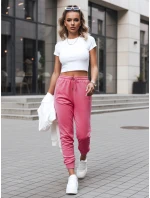 Dámske velúrové ružové tepláky FashionStreet UY2839 Dámske velúrové ružové tepláky FashionStreet UY2839