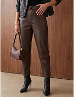 Dámske voskované nohavice s balónovým strihom, hnedé, FashionStreet UY3122 Dámske voskované nohavice s balónovým strihom, hnedé, FashionStreet UY3122