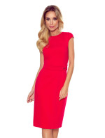 TAMARA - Elegantné červené dámske midi šaty s opaskom 301-2