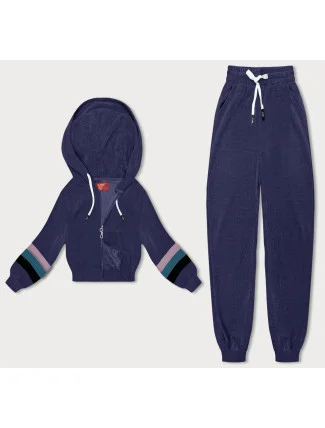 Dámska tepláková súprava vo slivkovej farbe s farebnými vsadkami (AMG-346A)