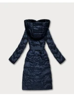 Prešívaný kabát s opaskom Libland navy blue (LD-7806)
