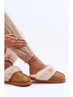 Damskie Papcie Klapki z Futerkiem Camel Pinky