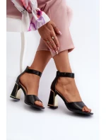 Elegantné čierne dámske sandále na podpätku Rosazara Elegantné čierne dámske sandále na podpätku Rosazara