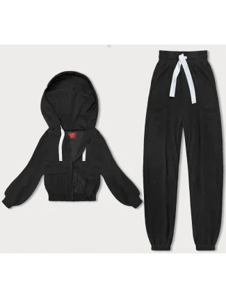 Čierny rebrovaný teplákový komplet (AMG-335A)