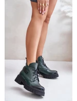 Zazoo 60483 Damskie Skórzane Botki Z Niską Cholewką Ocieplane Ciemnozielone Zazoo 60483 Damskie Skórzane Botki Z Niską Cholewką Ocieplane Ciemnozielone