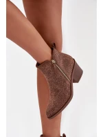 Botki Kowbojki Damskie Na Obcasie S.Barski HY52-538 Brązowe