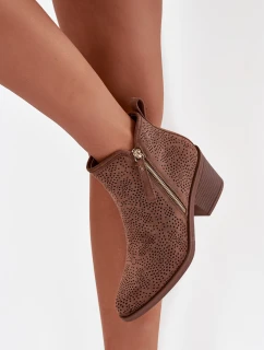 Botki Kowbojki Damskie Na Obcasie S.Barski HY52-538 Brązowe