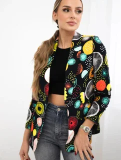 Bavlnená bunda s farebnou potlačou čierna