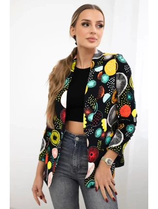 Bavlnená bunda s farebnou potlačou čierna