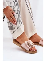 Płaskie Klapki Damskie Z Ozdobnym Detalem Różowe Nellodra