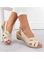 Pohodlné kožené sandále Rieker W RKR682 beige Pohodlné kožené sandále Rieker W RKR682 beige