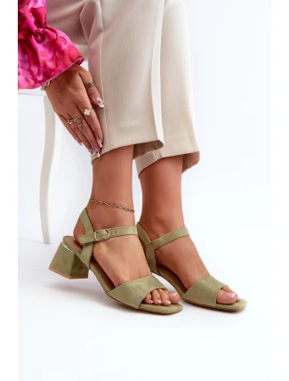 Sandały Damskie Na Klocku Z Eko Zamszu Zielone Leisha Sandały Damskie Na Klocku Z Eko Zamszu Zielone Leisha