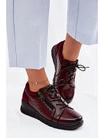 Kožené dámské polobotky na platformě Vinceza 39977 bordó