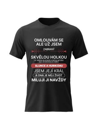 Pánské bavlněné tričko s potiskem - ZABRANÝ SKVĚLOU HOLKOU - černé 