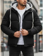 Pánska prešívaná zimná bunda s kapucňou čierna FashionStreet TX5104