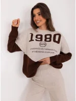 Béžovo-hnedý dámsky dvojdielny komplet s voľným svetrom (1497)