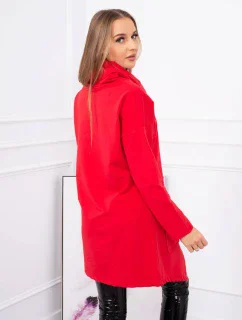 Červená tunika nadmernej veľkosti s obálkovou prednou časťou