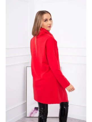 Červená tunika nadmernej veľkosti s obálkovou prednou časťou Červená tunika nadmernej veľkosti s obálkovou prednou časťou