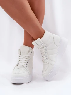 Wysokie Sneakersy Damskie Na Platformie Białe Tillive