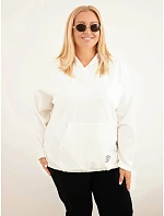 Dámska mikina Plus Size z viskózy s kapucňou a klokaním vreckom, farba ecru Dámska mikina Plus Size z viskózy s kapucňou a klokaním vreckom, farba ecru