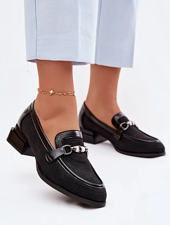 Dámské polobotky na podpatku s ozdobným detailem Černé Meliva