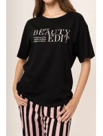 Dámske pyžamo 160/073 čierne s potlačou - Karol