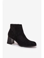 Dámské kotníkové boty na podpatku Eko semiš Černé Marilou