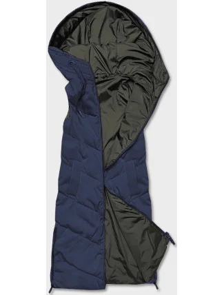 Tmavo modro-khaki dlhá dámska obojstranná vesta (B8137-3) Tmavo modro-khaki dlhá dámska obojstranná vesta (B8137-3)