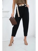 Letné nohavice Punto so zapínaním na nohaviciach čierne