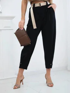 Letné nohavice Punto so zapínaním na nohaviciach čierne