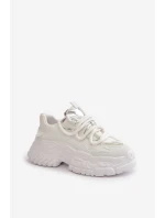 Sneakersy Damskie Na Masywnej Podeszwie Białe Nevela