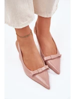 Lakierowane Sandały Na Szpilce Z Kokardką Nude Naylna
