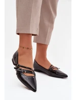 Lakované baleríny s pruhy Černé Palenna