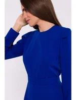 S378 Roztiahnuté šaty s opaskom - kráľovská modrá S378 Roztiahnuté šaty s opaskom - kráľovská modrá