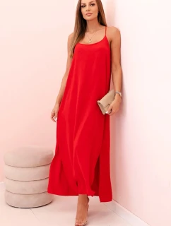 Dlhé šaty bez ramienok červené
