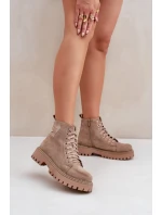 Botki Damskie Z Brokatowym Sercem Ciemnobeżowe Nariri