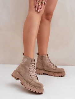 Dámske topánky s lesklým srdcom Dark Beige Nariri