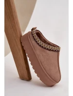 Dětské zimní boty pro mládež s výšivkou na platformě Khaki Jolisse