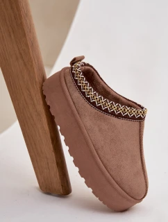 Dětské zimní boty pro mládež s výšivkou na platformě Khaki Jolisse