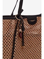 Velká světle hnědá pletená taška typu shopper s přívěskem Mella